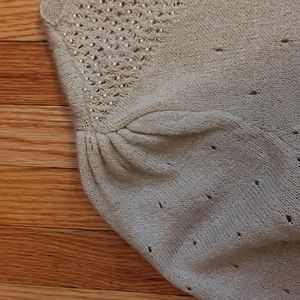 Vintage 80s taupe beige beaded sweater, size medium